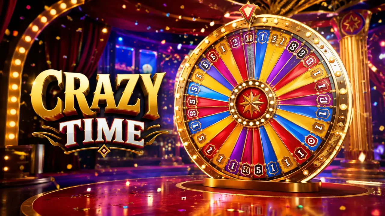 Crazy Time live game show at Mostbet with the host beside the money wheel and the Top Slot above it